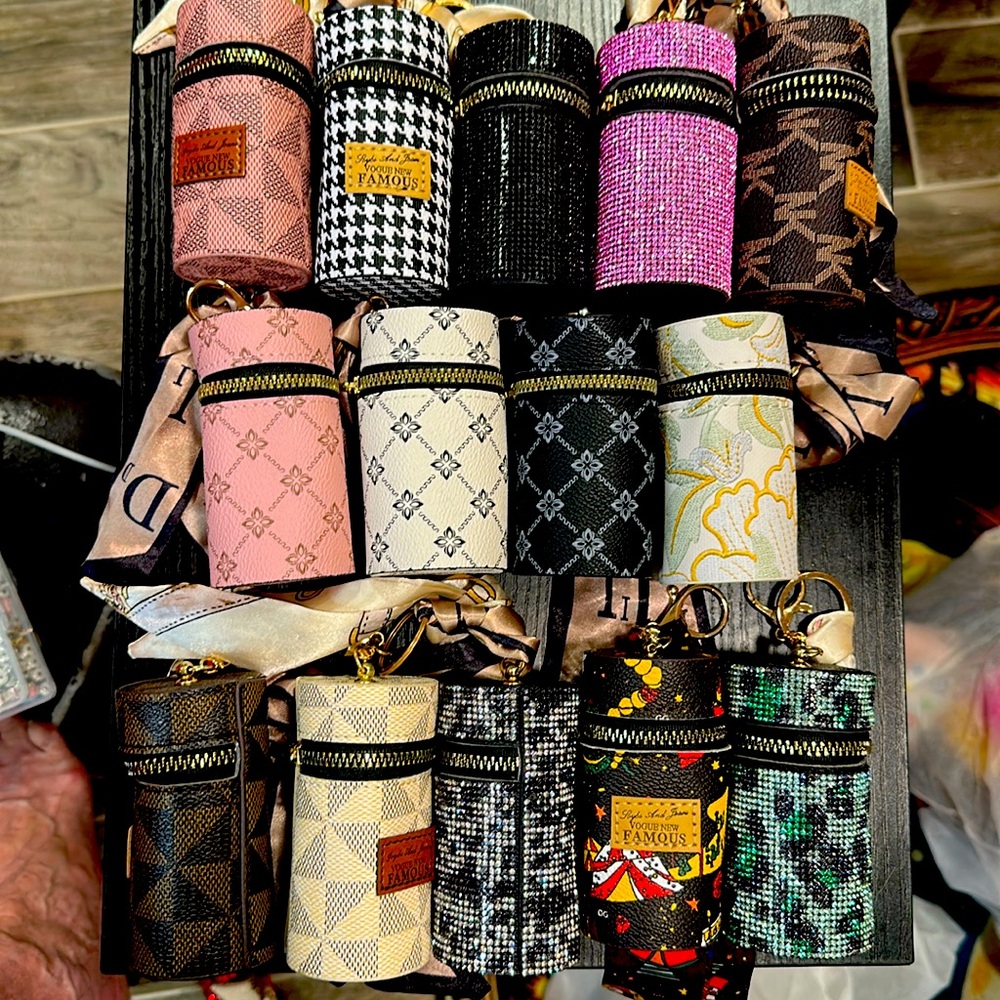 Stylish Glitter Cylinder Bag - Multiple Colors lipstick, inhaler, key fob